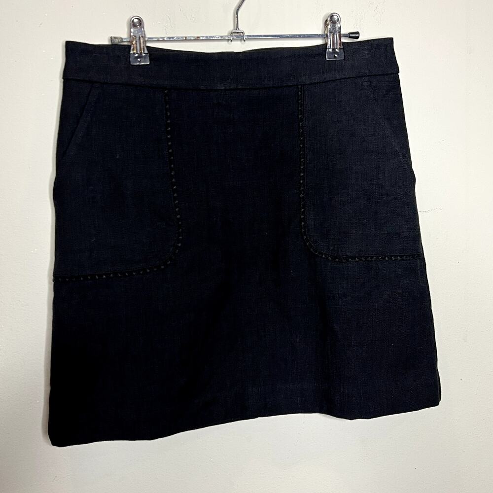 Loft‎ Black A Line Tweed Skirt Patch Pockets Size 6 Workwear Office Career